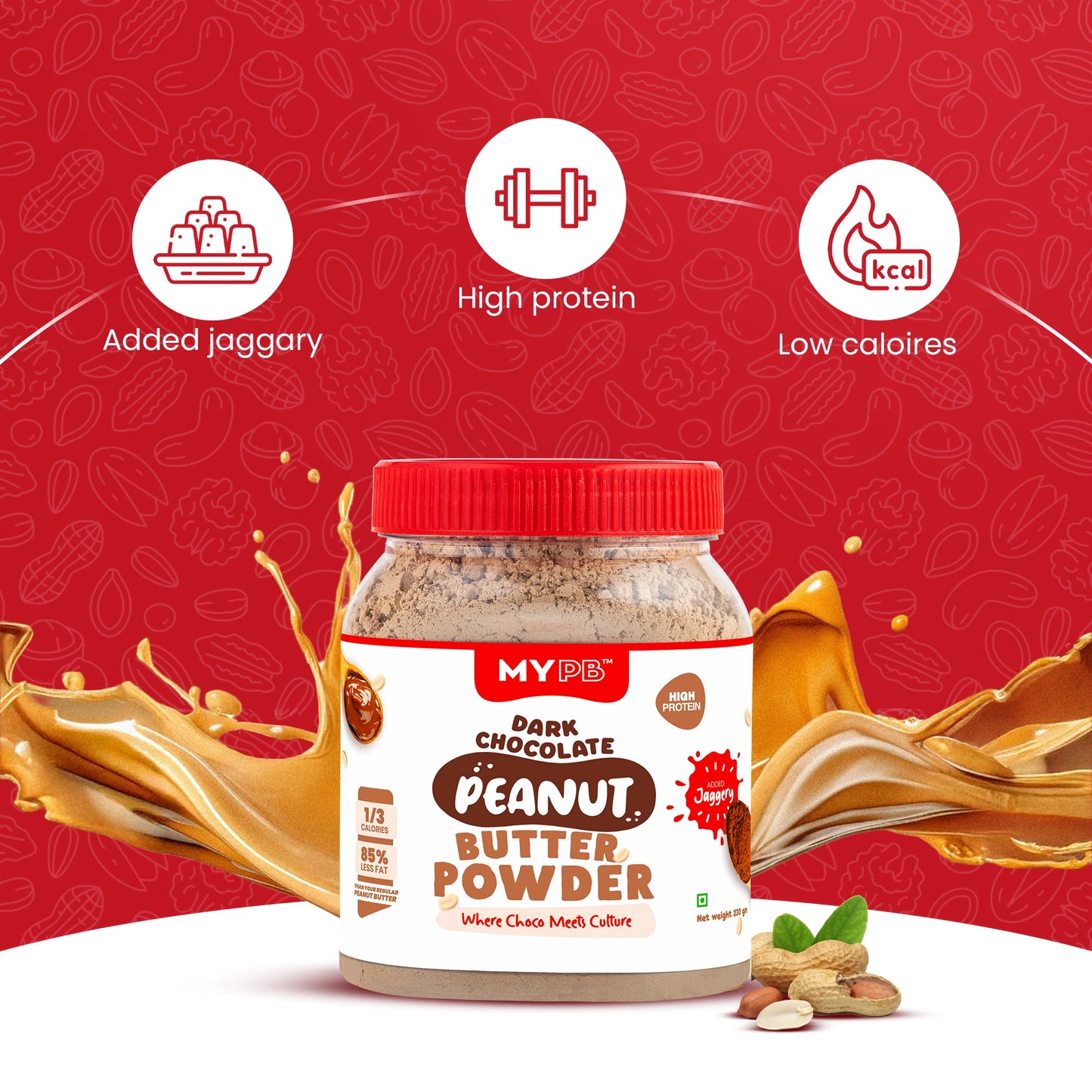 Dark Chocolate Peanut Butter Powder | Jaggery | Ideal for Kids & Adults | High Protein, Less Fat & Calories, No Refined Sugar
