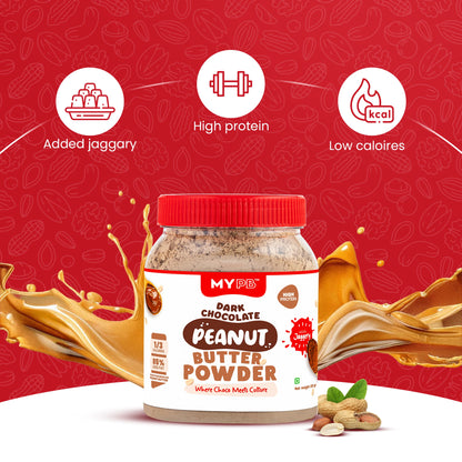 Dark Chocolate Peanut Butter Powder | Jaggery | Ideal for Kids & Adults | High Protein, Less Fat & Calories, No Refined Sugar