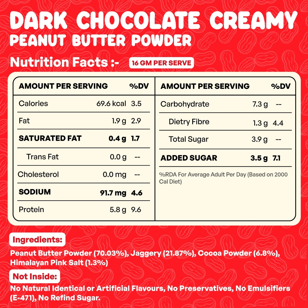 Dark Chocolate Peanut Butter Powder | Added Jaggery